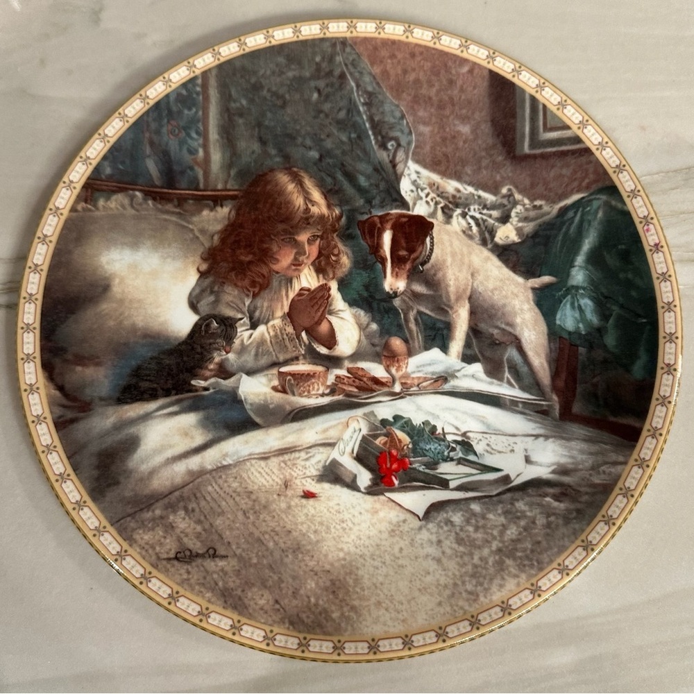 Charles Burton Barber Breakfast in Bed Art Collector Plate Victorian Child 604